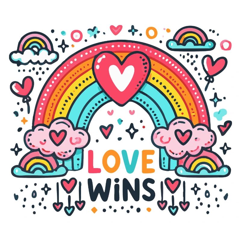 Love Wins – Regenbogen Liebe Grafik