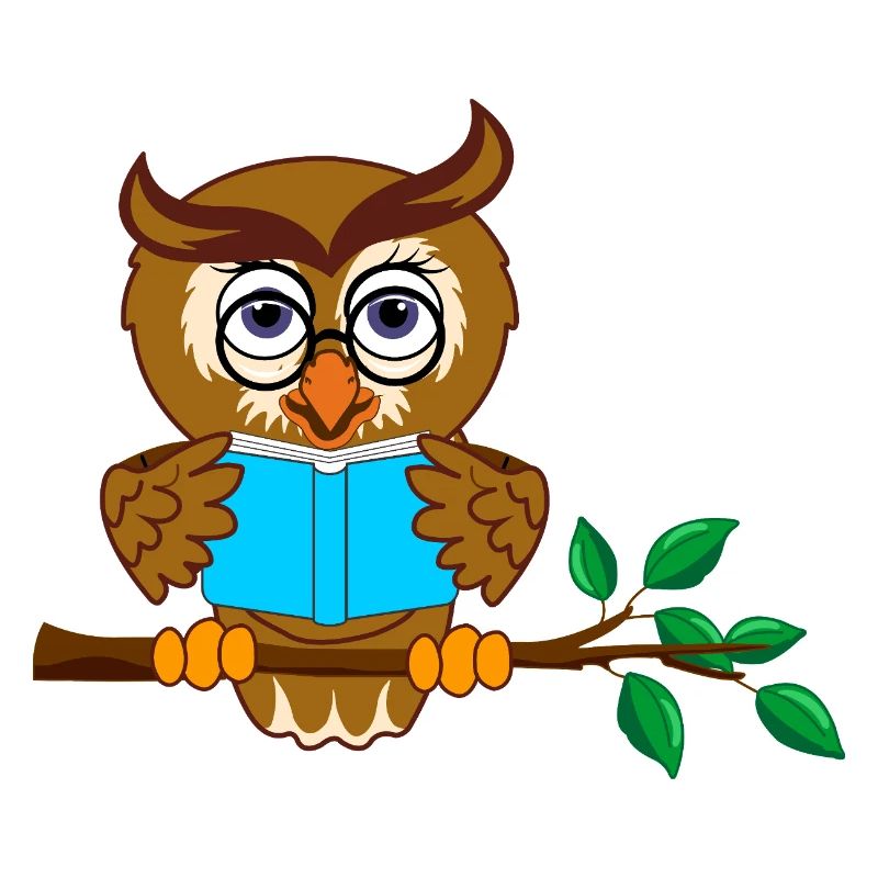 Tree Branch Owl with Blue Book