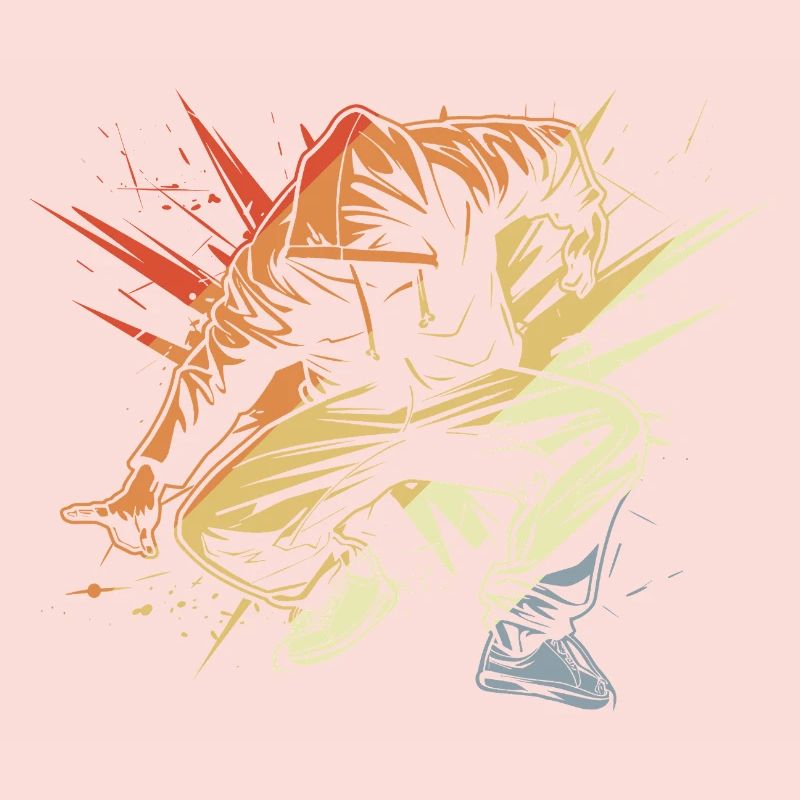 Breakdancer dessinant vintage