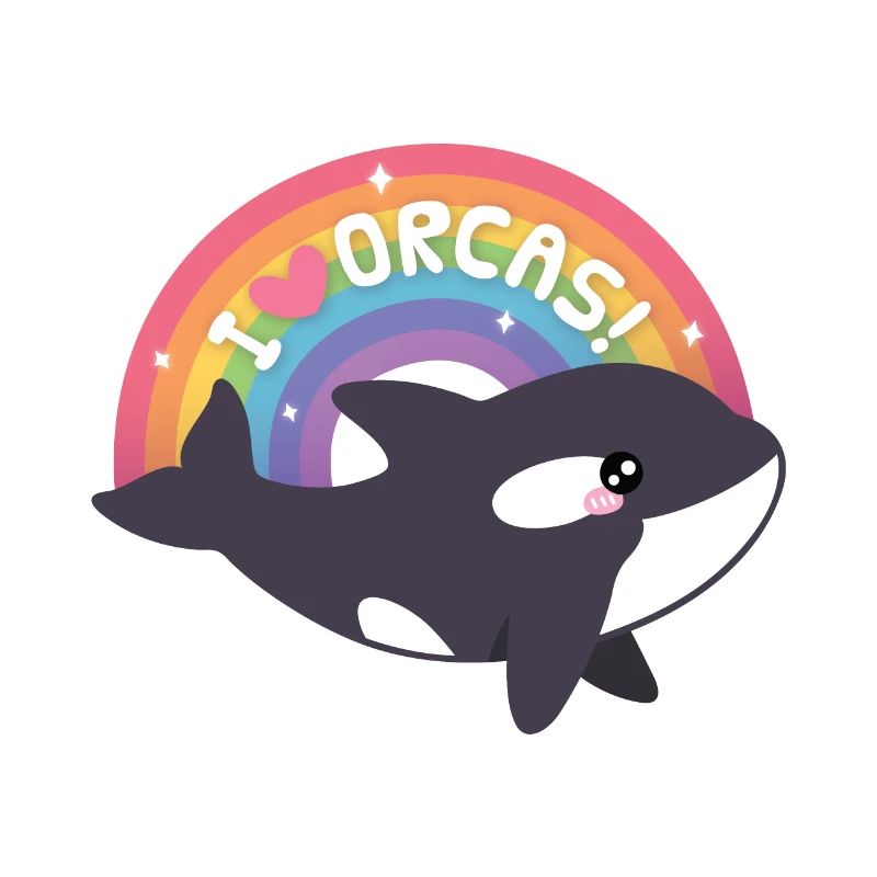 Cute I Love Orcas Rainbow