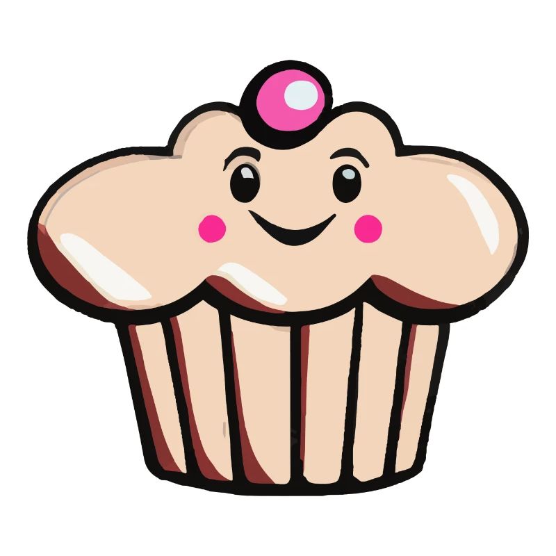 Mignon Muffin Cupcake avec Face Vector