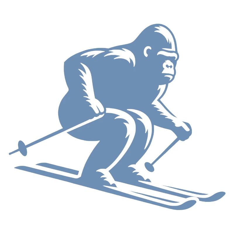 Singe Gorille Chimpanzé Ski Silhouette Design