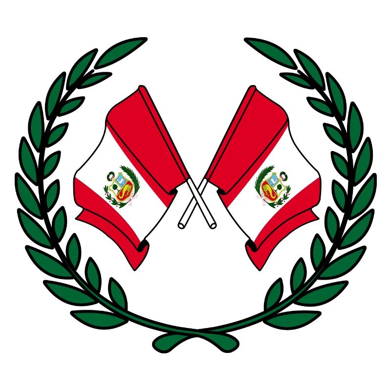 Drapeaux du Pérou en couronne de laurier
