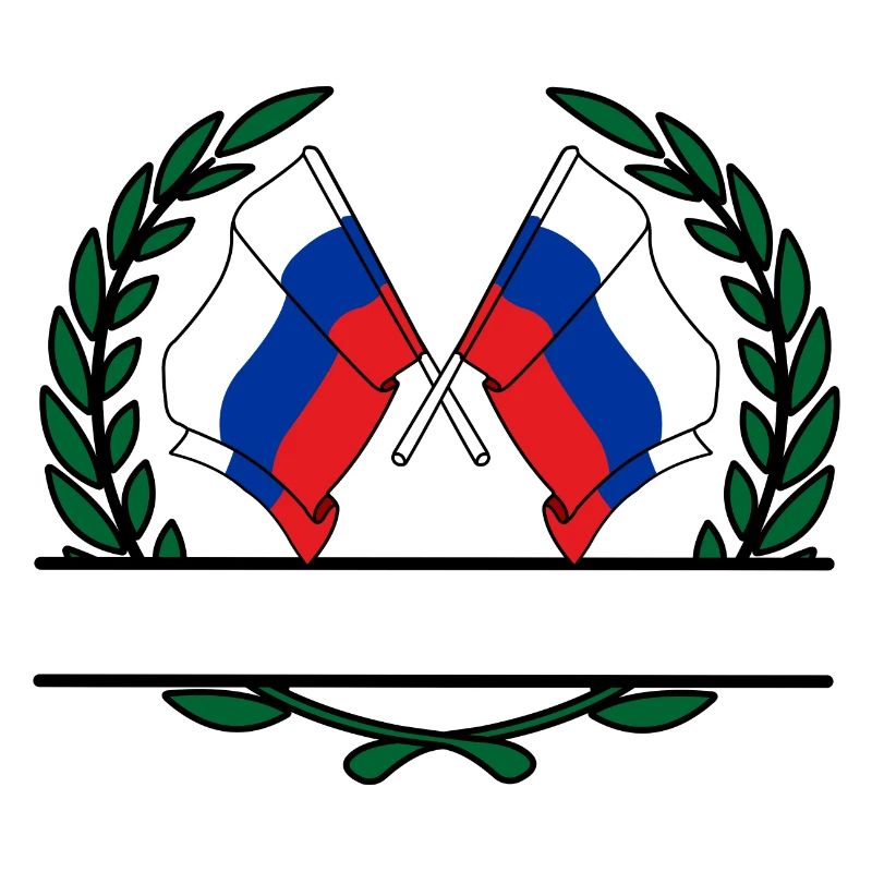 Drapeaux Russie couronne de laurier bannière