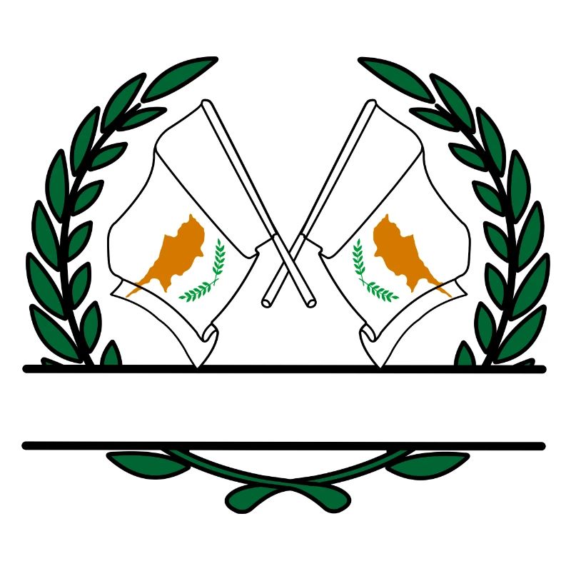 Drapeaux chypriote couronne de laurier bannière