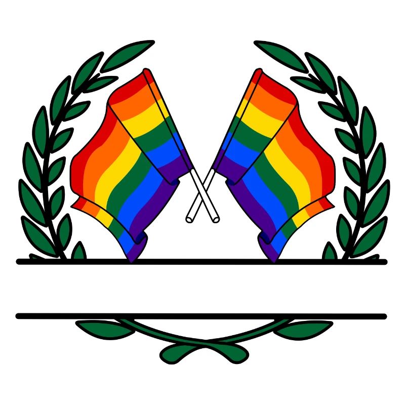 Flags Rainbow laurel wreath banner
