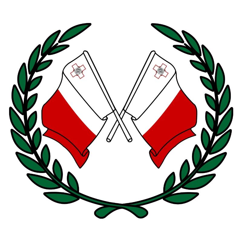 Drapeaux Malte en couronne de laurier