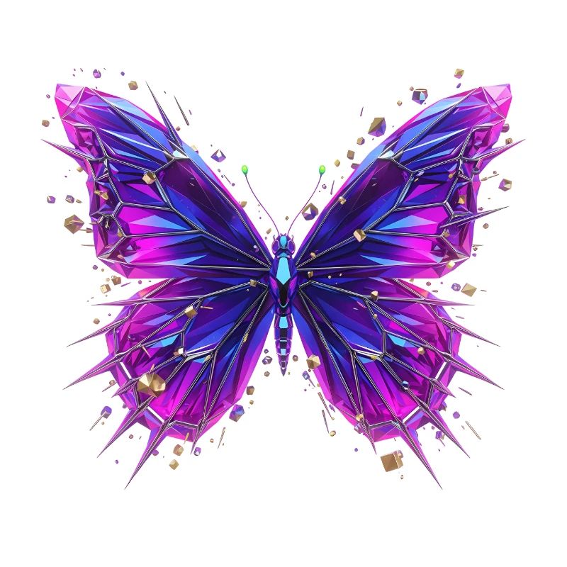 3D Crystal Butterfly – Chrome Effect