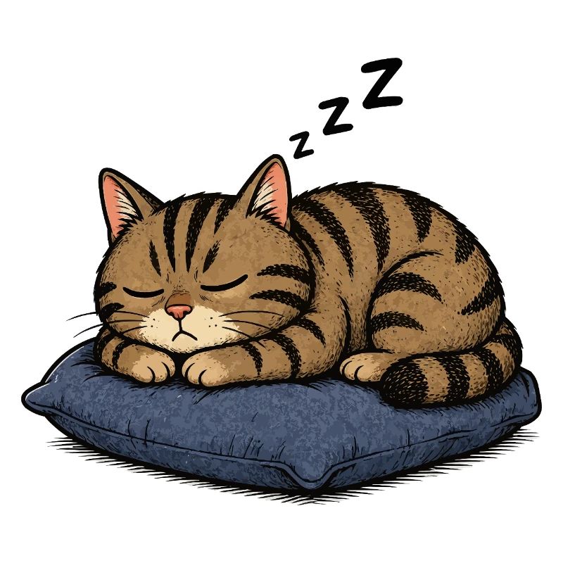 Chat endormi sur l’oreiller