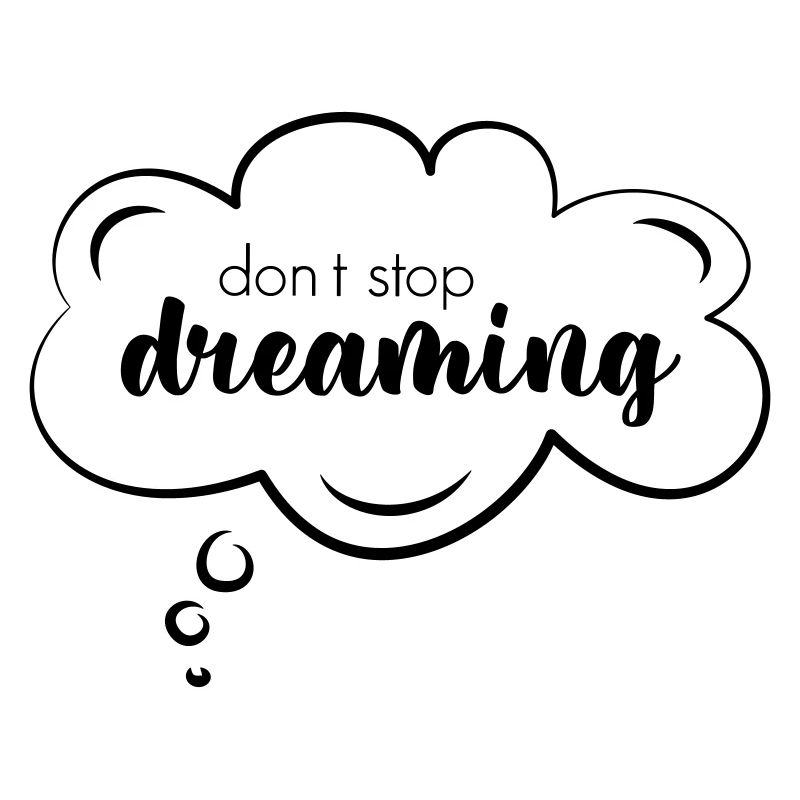 Word cloud with good thoughts "don't stop dreaming"