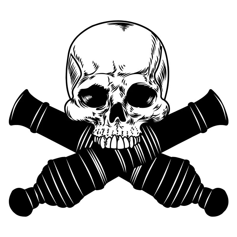 Skull with two cannons