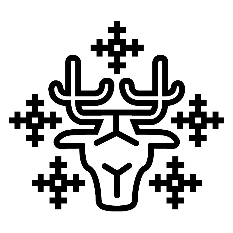 Pixel de Noël Renne Flocon de Neige Lignes Logo