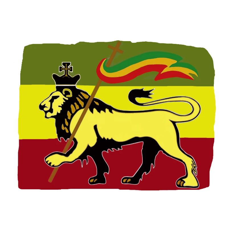 Reggae lion with Rasta flag