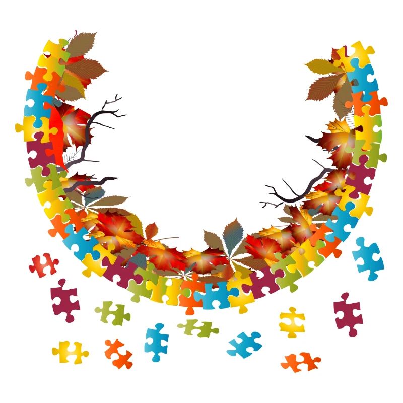Cadre d’automne coloré avec pièces de puzzle de feuillage d’automne