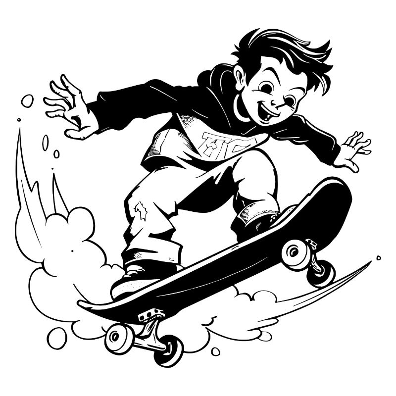 Garçon de skateboard de dessin animé