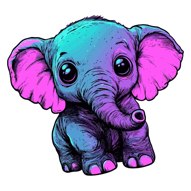 Néon éléphant Pop Art Couleurs