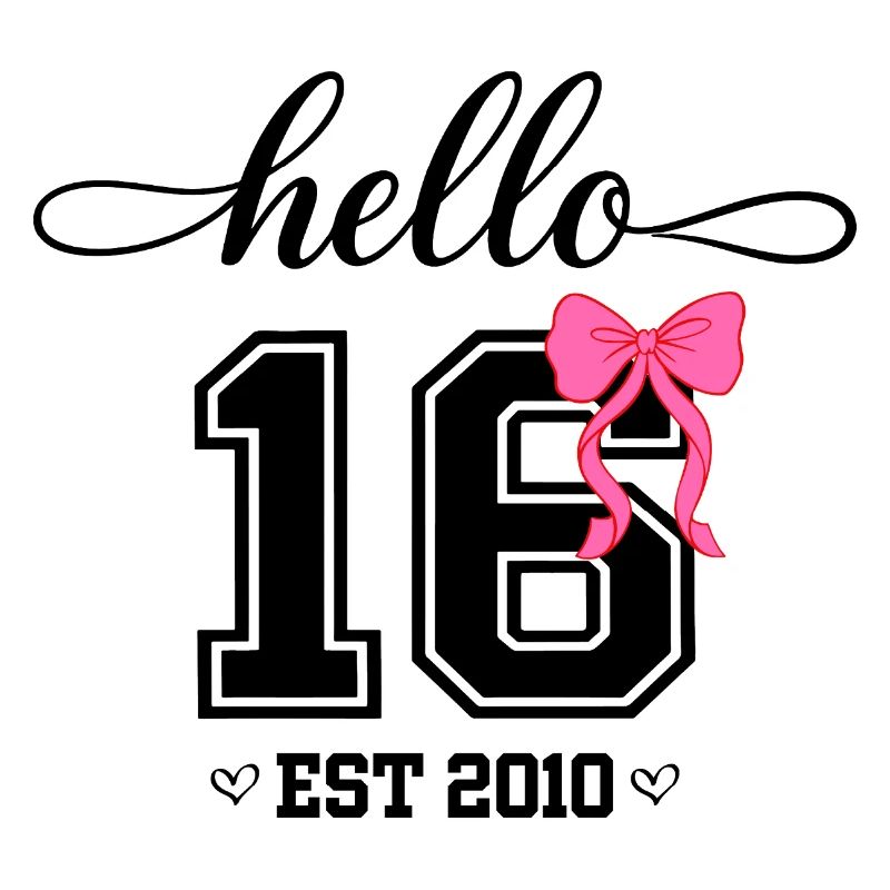 Hello 16 Est 2010 Mädchen Geburtstag Design