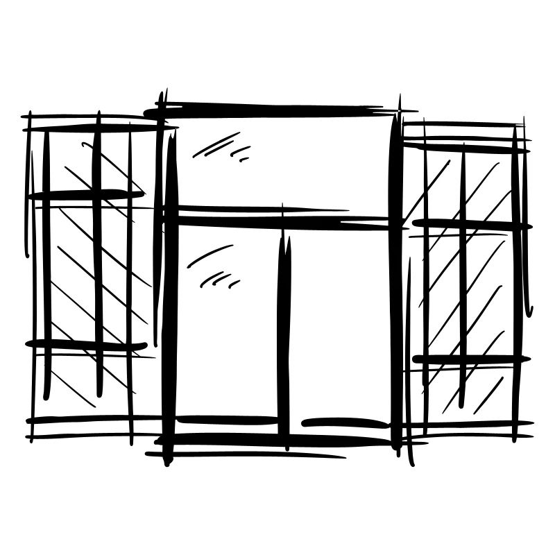 Old Window with Shutters Hinged Shutters Drawing