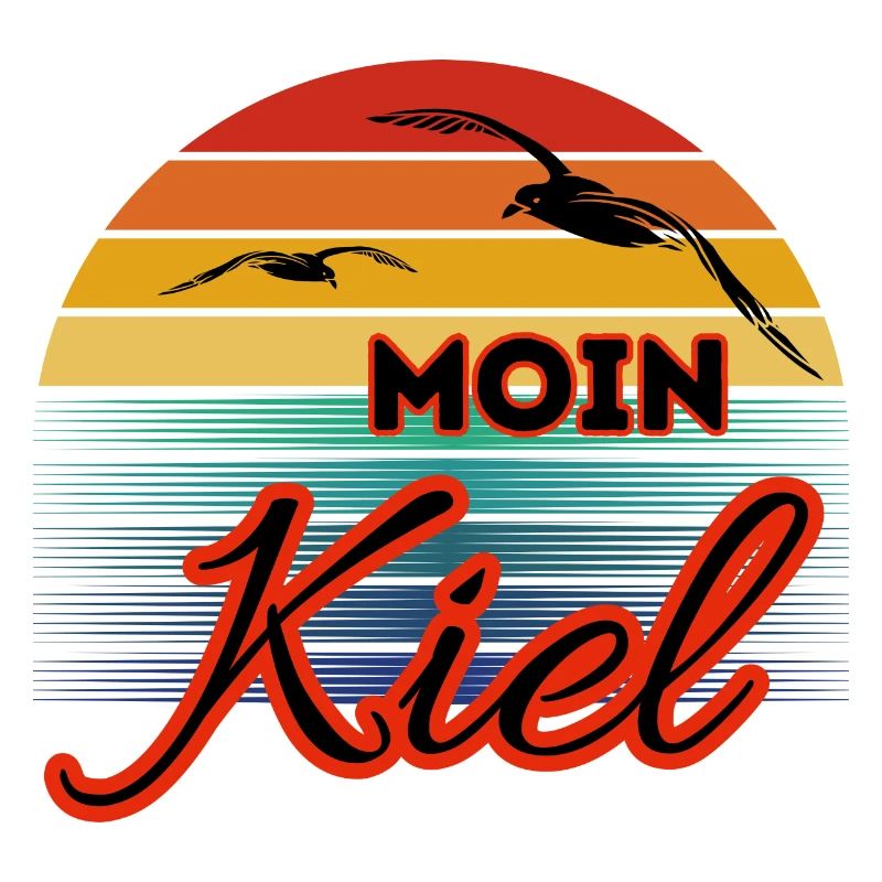 Moin Kiel mit Möwe im Retro Style