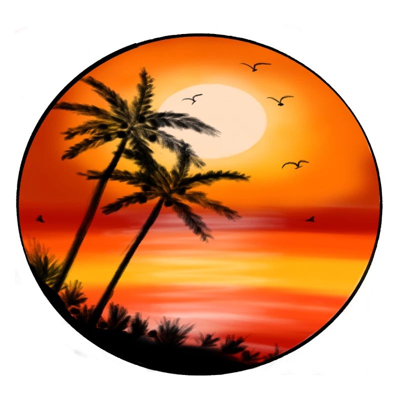 Sunset palm trees on the beach