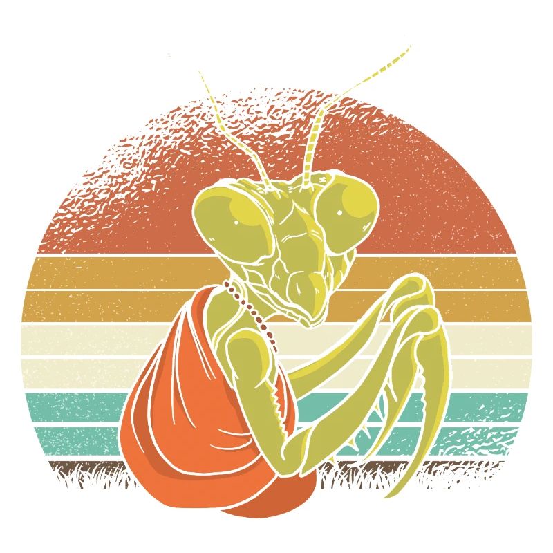 Mantis in retro sunset