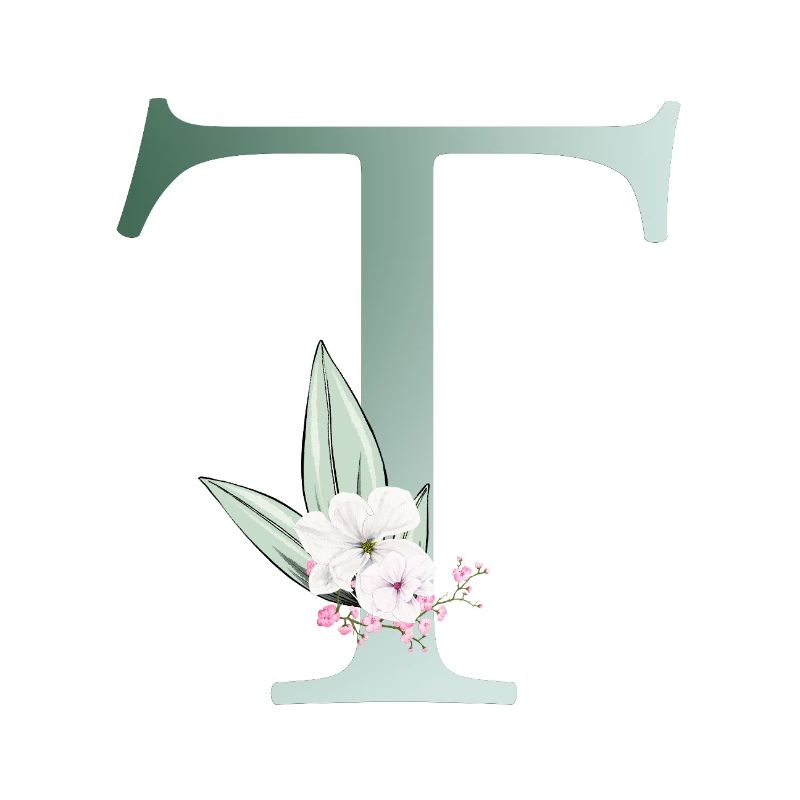 T Monogram, Floral, Personalizable