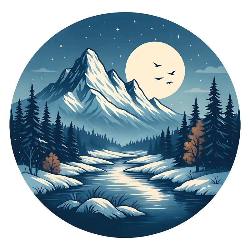 Mountainous nightscape with river