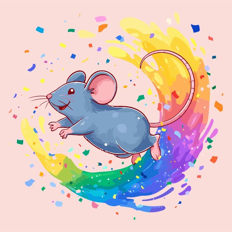 Souris colorée dans un tourbillon de couleurs
