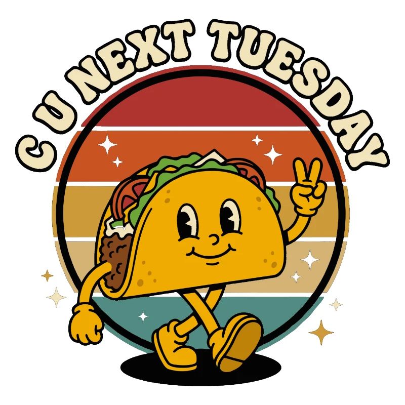 CU Mardi prochain Taco Retro Funny
