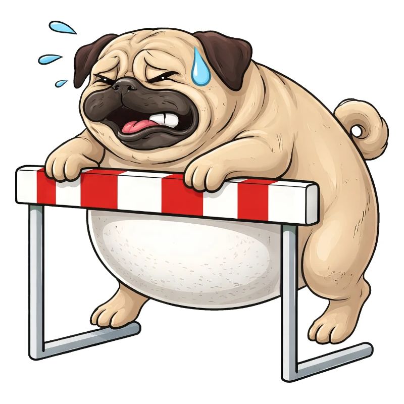 Pug Over Hurdle Ironic Hurdle Running Saying