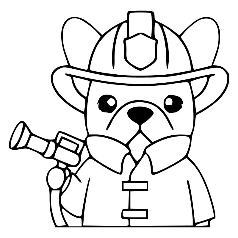Frenchie Firefighter Dog Outline