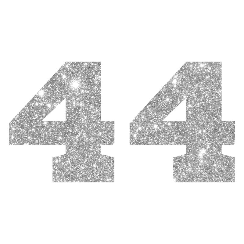 Number 44 Silver Glitter - 44th Anniversary