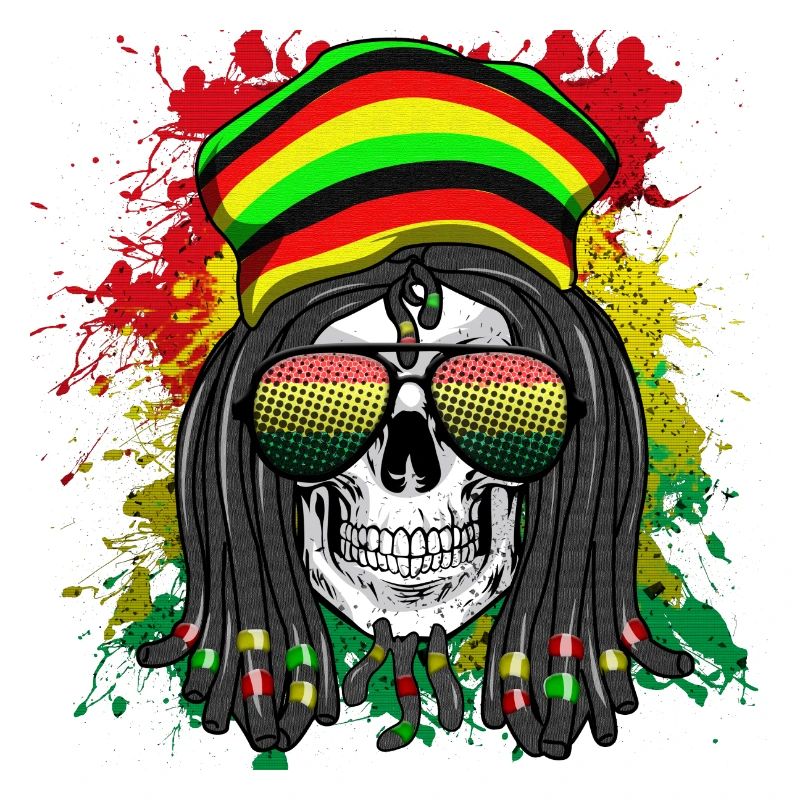 Rasta Skull im Regenbogenstil