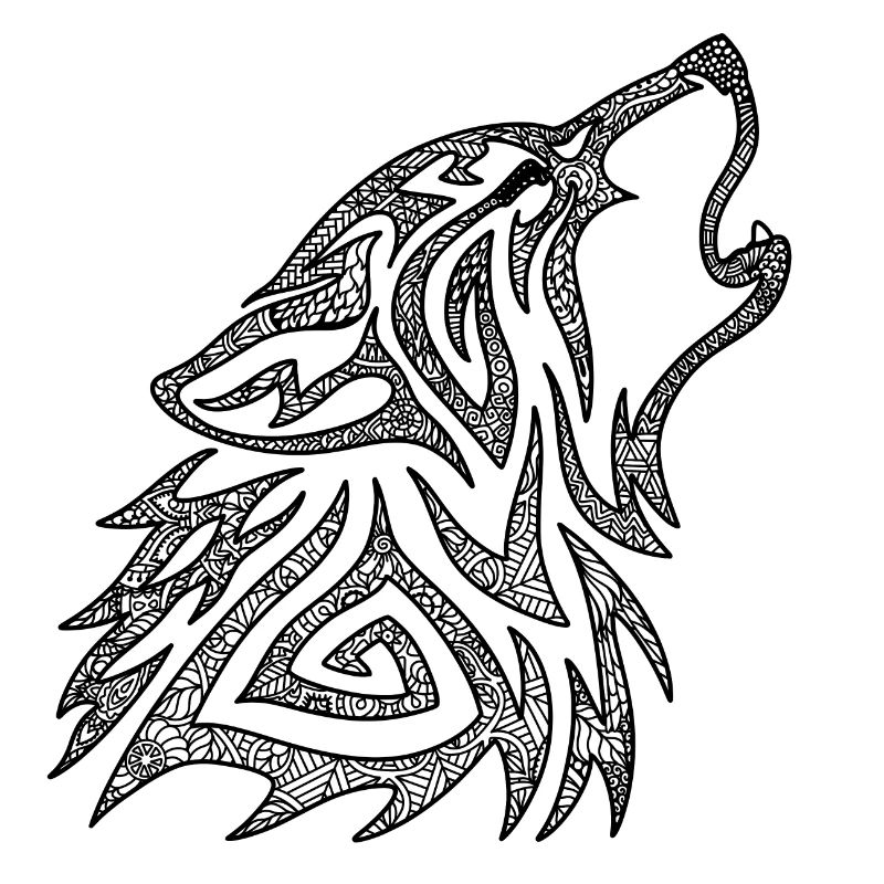 Mandala de loup hurlant