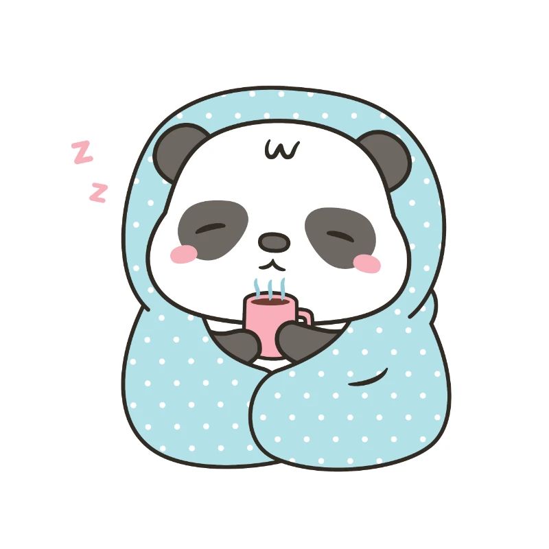 Mignon petit panda avec café et couverture