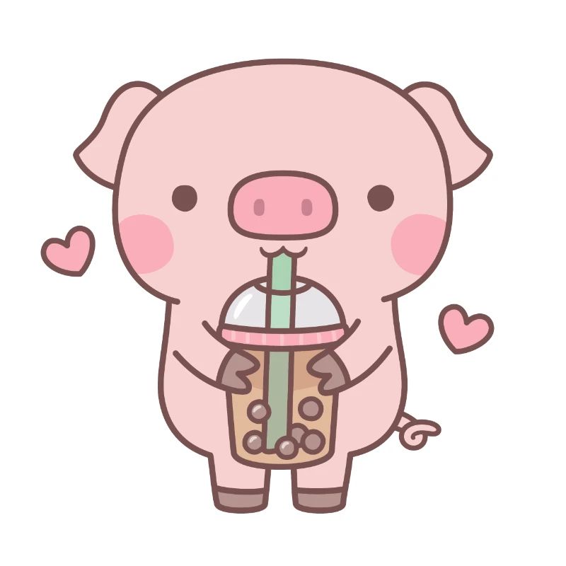 Süßes kleines Schweinchen liebt Bubble Tea