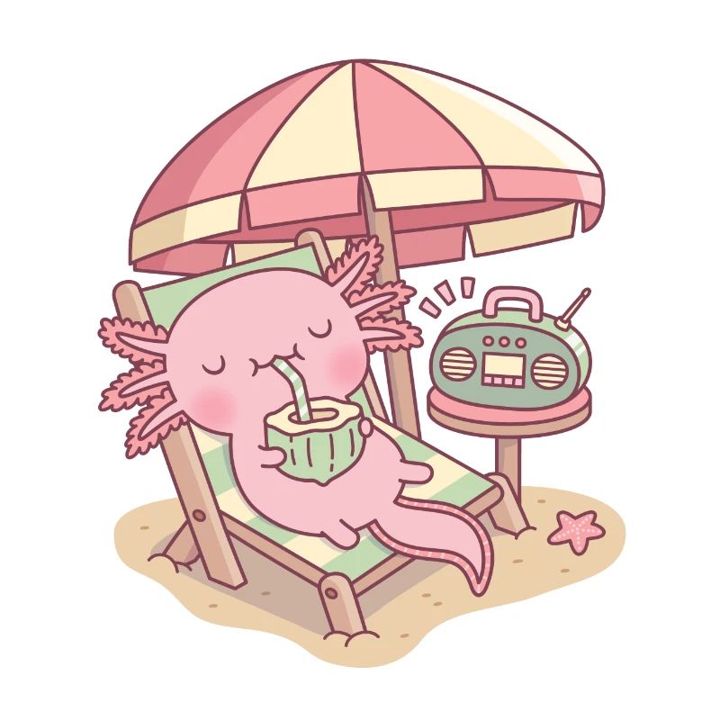 Mignon Axolotl relaxant à la plage
