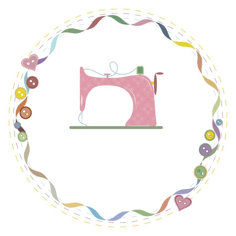 nostalgic colorful sewing machine with buttons