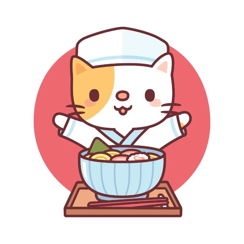Cute Ramen Chef Neko Cat