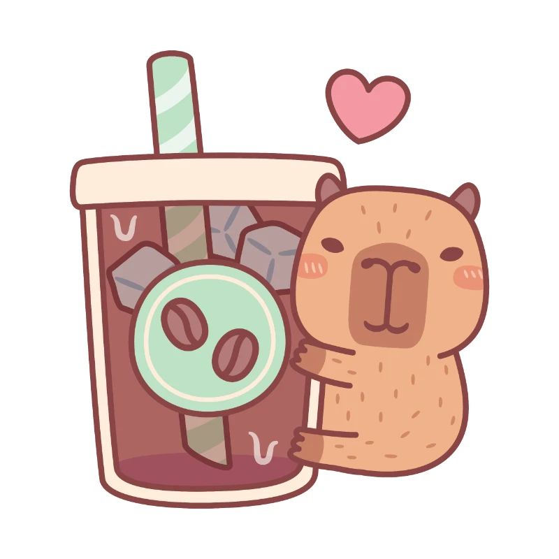 Mignon Capybara aime le café glacé