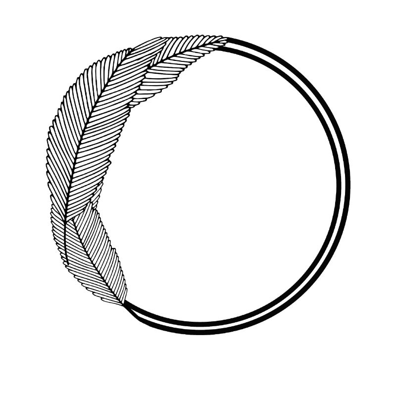Round frame with large leaves