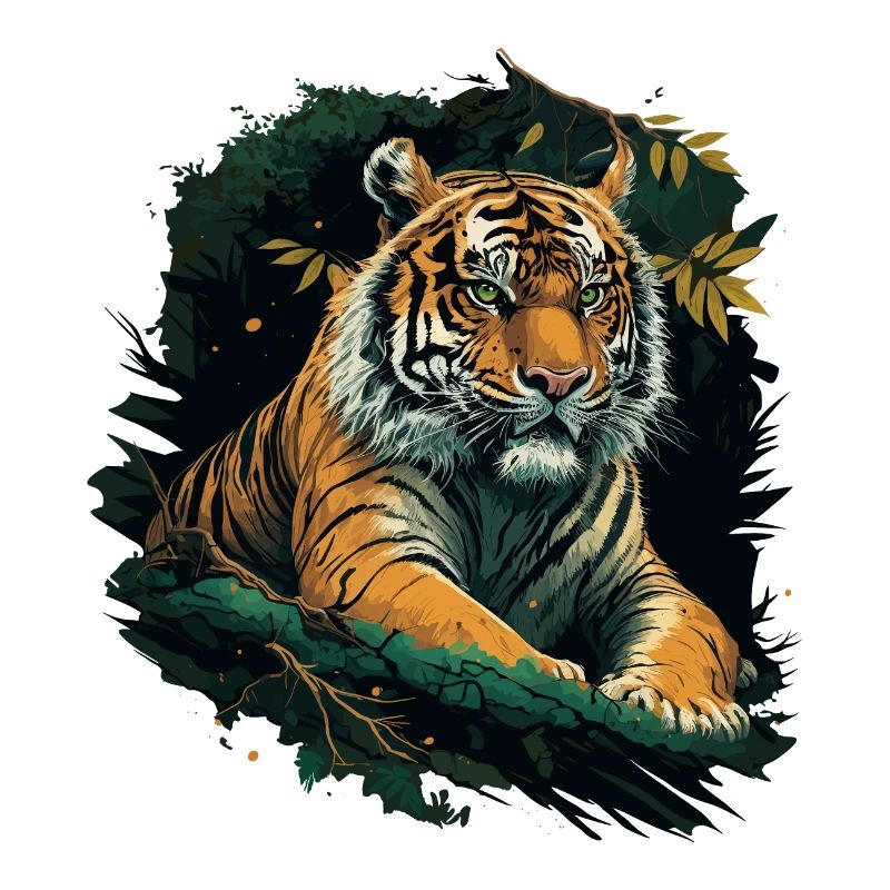 Tiger sitzt im Dschungel