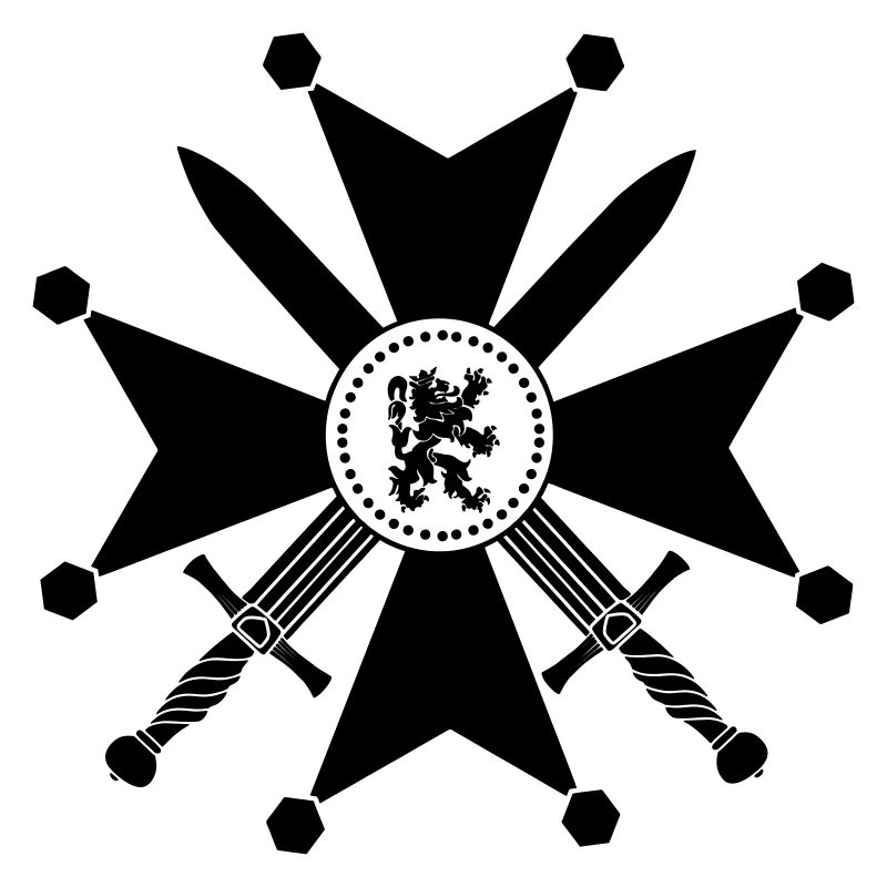 Croix militaire avec deux épées et lion