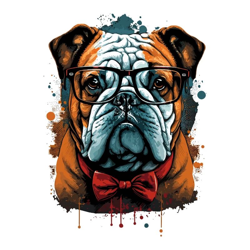 Smarte Bulldogge mit Fliege