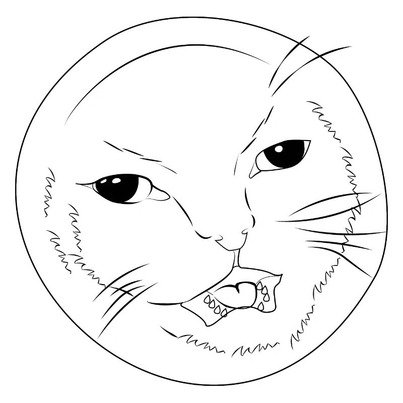 Mignon Visage de chat drôle – Hehe Cat Meme Lineart