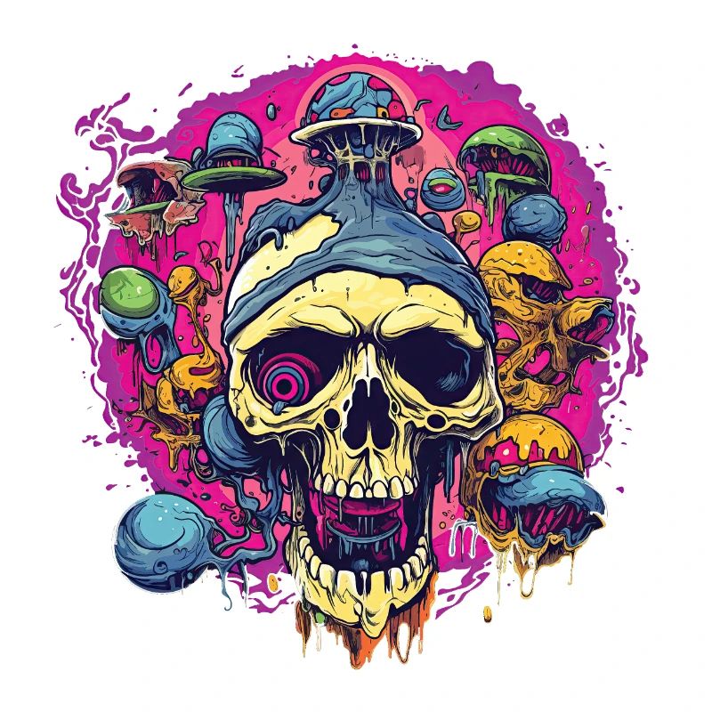 Crâne et champignons