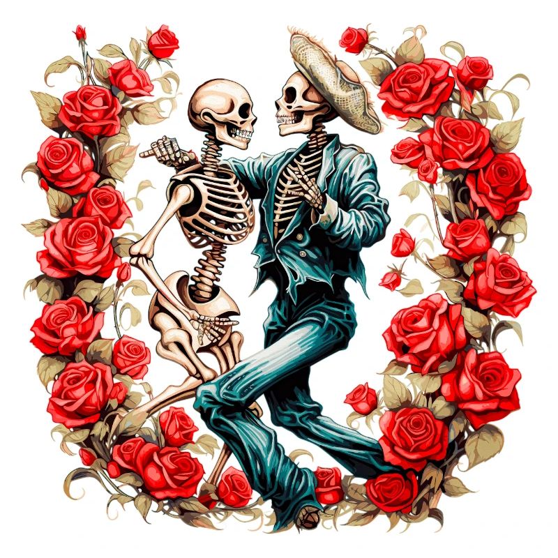 Dancing Skeletons with Roses
