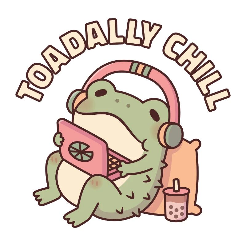 Crapaud mignon relaxant avec ordinateur portable Toadally Chill