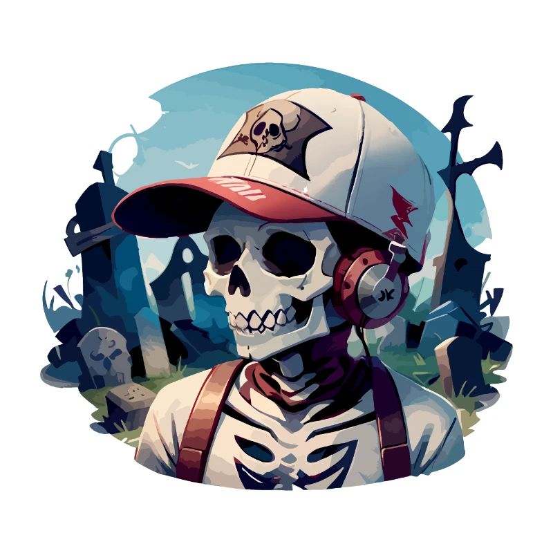Graveyard Skull avec écouteurs