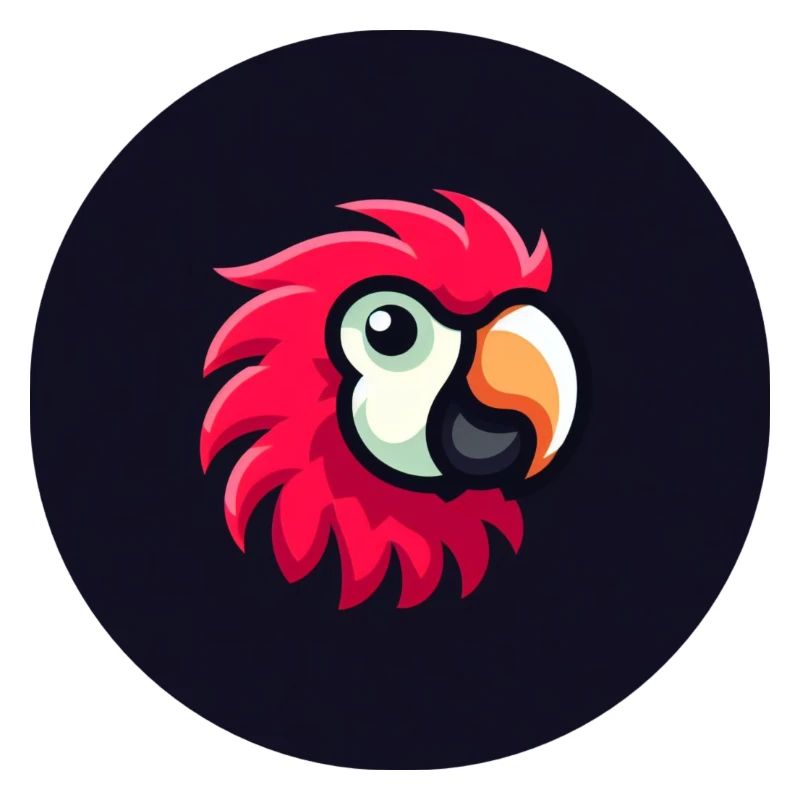 Cute parrot in comic style in red